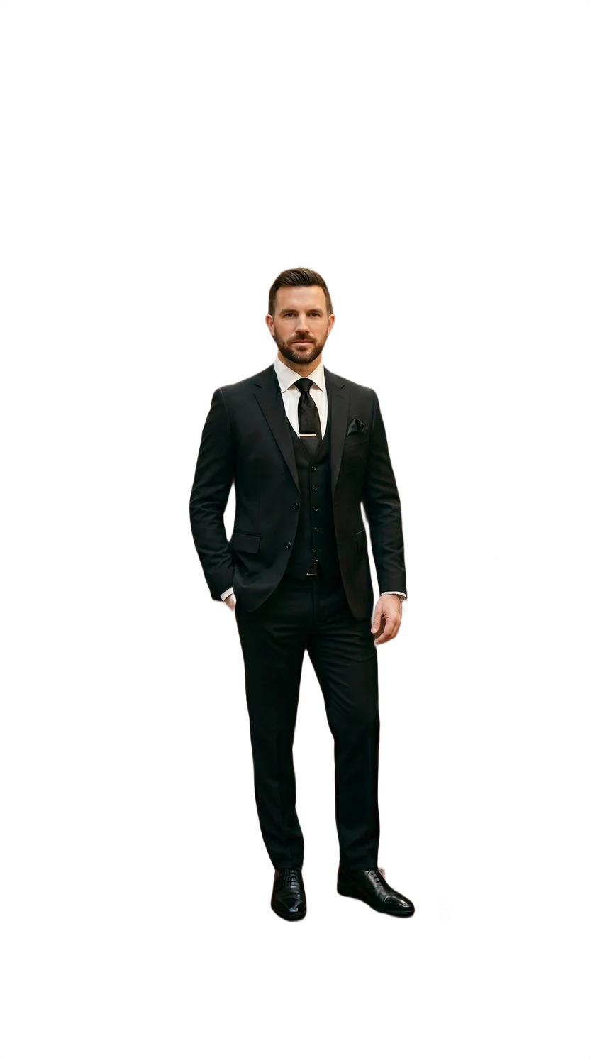 Men's Premium Black 3-Piece Formal Suit Set