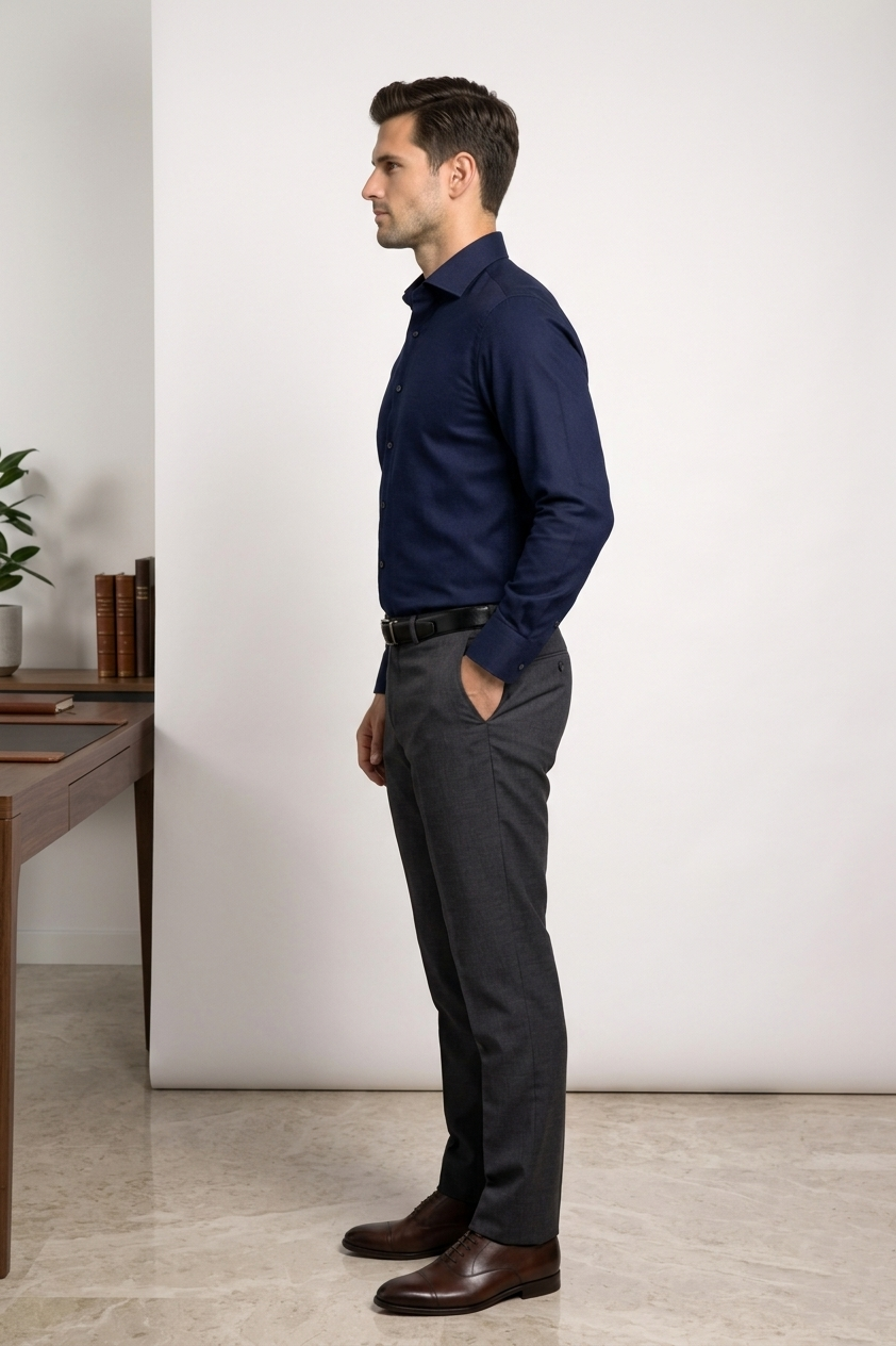 Men’s Navy Blue Formal Shirt | Premium Slim Fit Office Wear Shirt