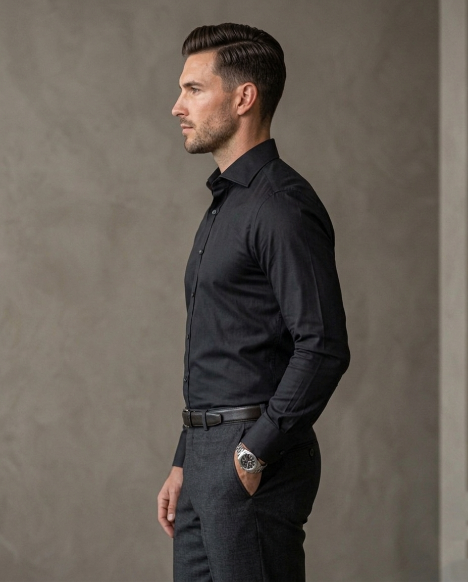Men’s Black Formal Shirt | Premium Slim Fit Office Wear Shirt