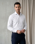 Men's Premium White Formal Shirt-Cotton Blend Full Sleeve Shirt