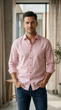 Men’s Dusty Pink Linen-Cotton – The Fresh Modern Casual Button-Down