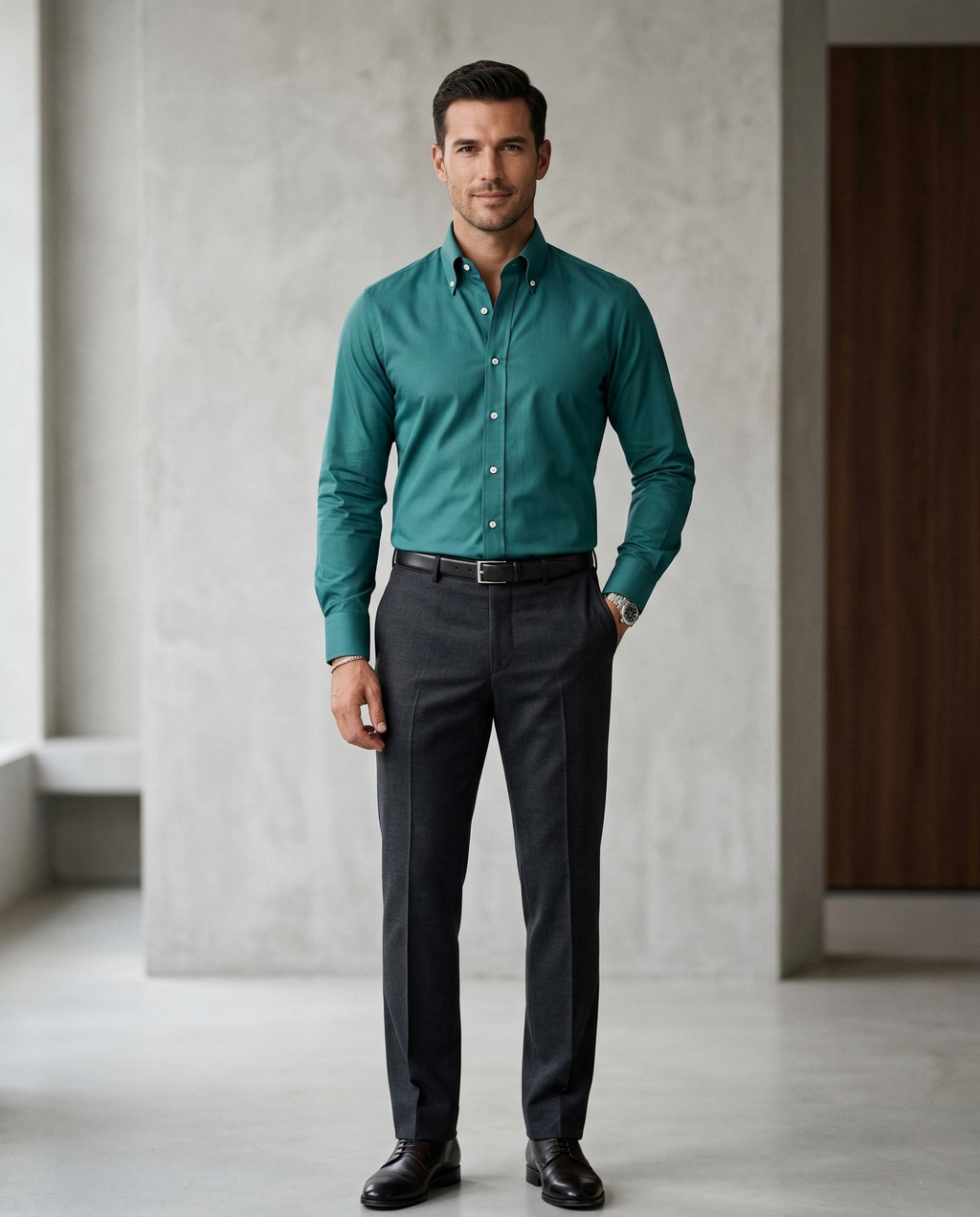 Men’s Teal Formal Shirt | Cotton Blend Business & Party Wear Shirt for Men