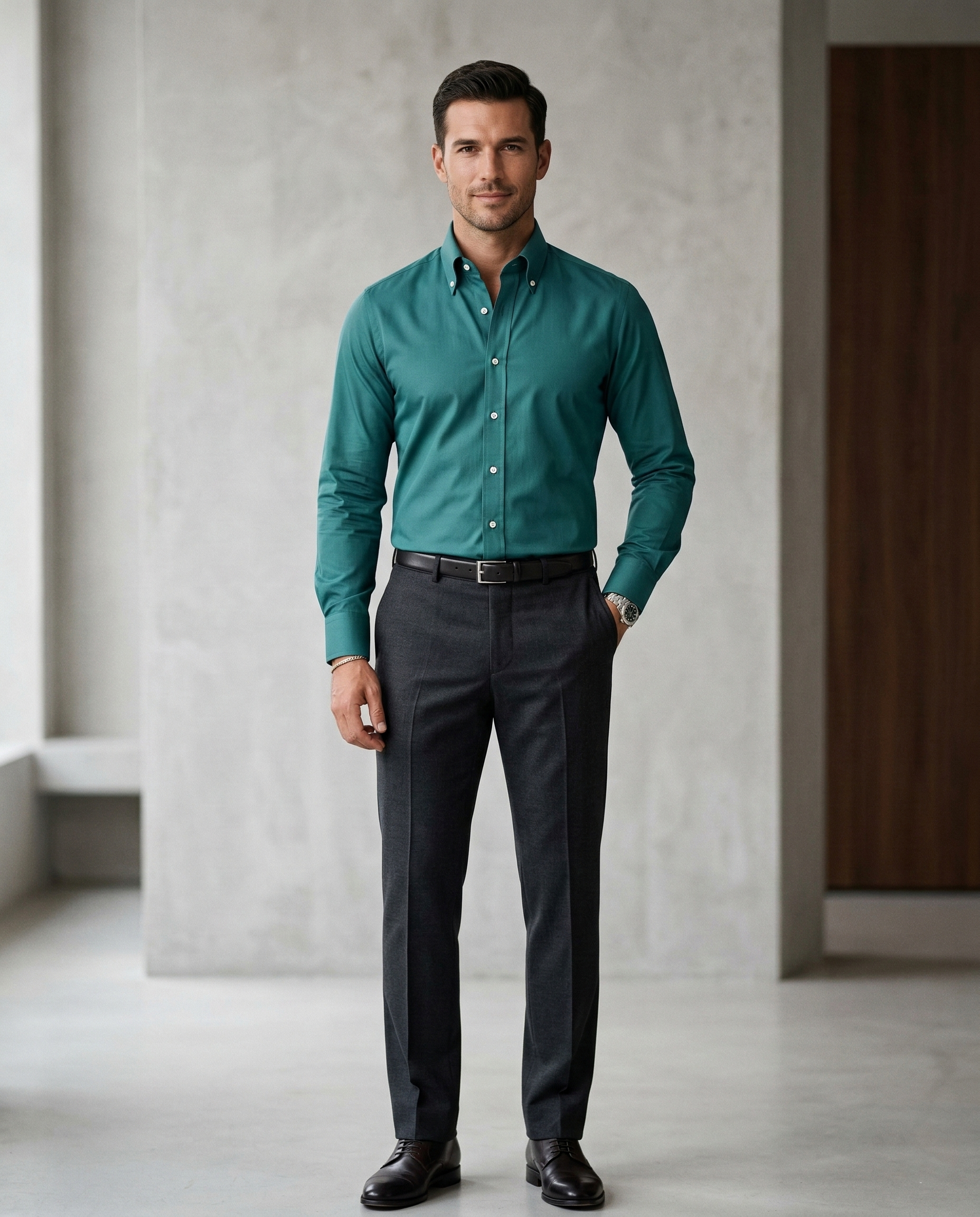 Men’s Teal Formal Shirt | Cotton Blend Business & Party Wear Shirt for Men