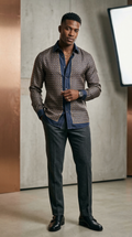 Men’s Designer Engineered Silk-Sateen Scarf-Print Shirt