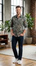 Men’s Tropical Fern Print – The Modern Botanical Casual Button-Down