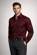 Men’s Maroon Formal Shirt | Premium Slim Fit Full Sleeve Shirt for Men