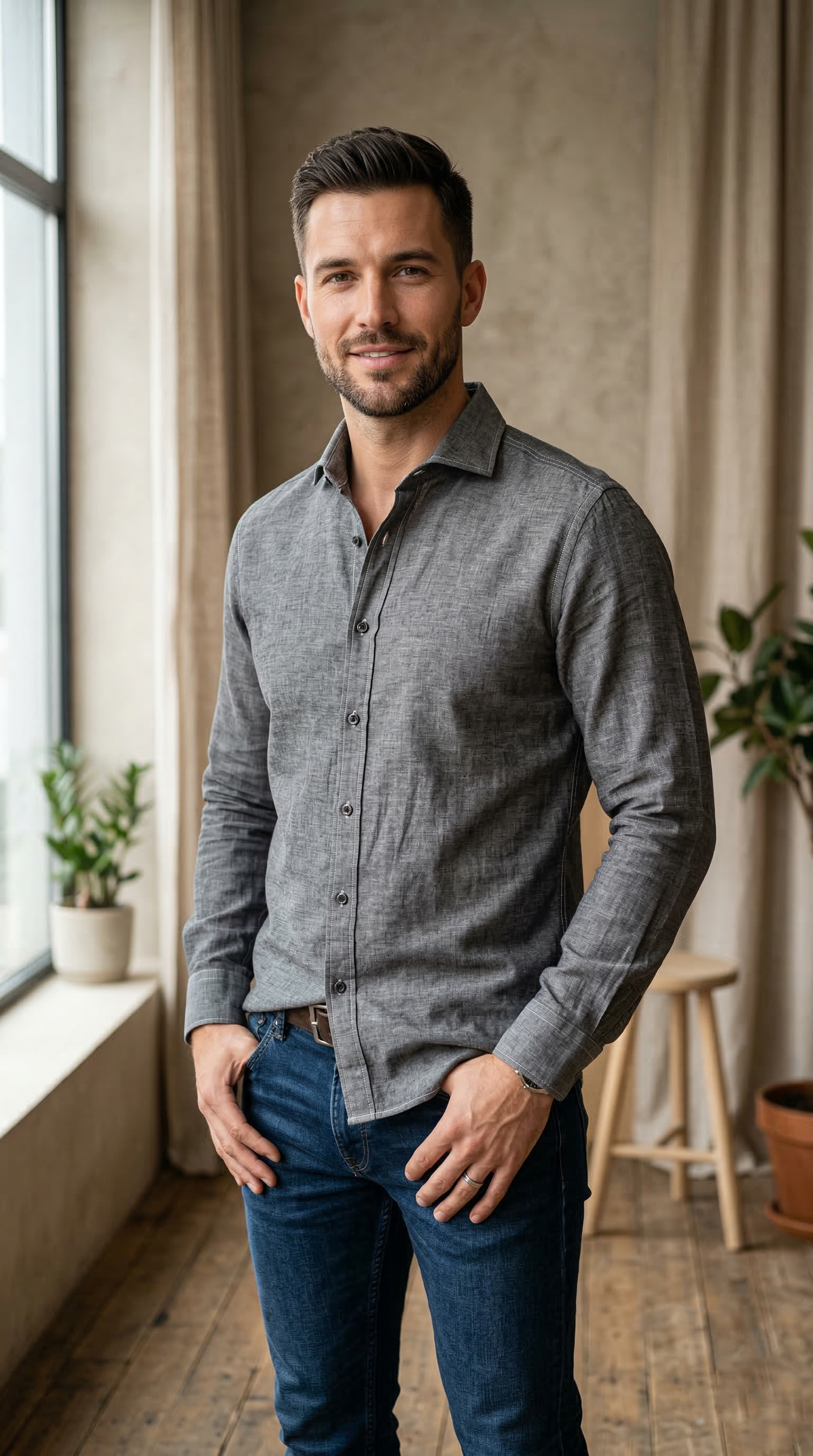Men’s Dark Grey Casual Shirt