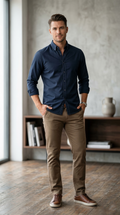 Men’s Casual Button-Down Oxford in Midnight Navy