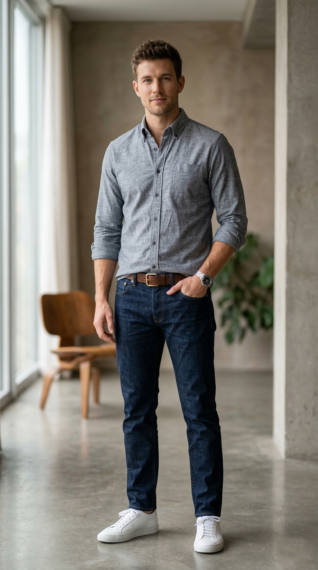 Men’s Grey Casual Shirt – Premium Cotton Regular Fit