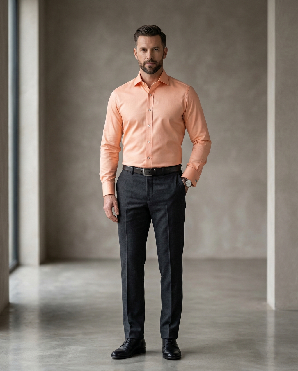 Peach Formal Shirt for Men | Premium Cotton Blend Regular Fit