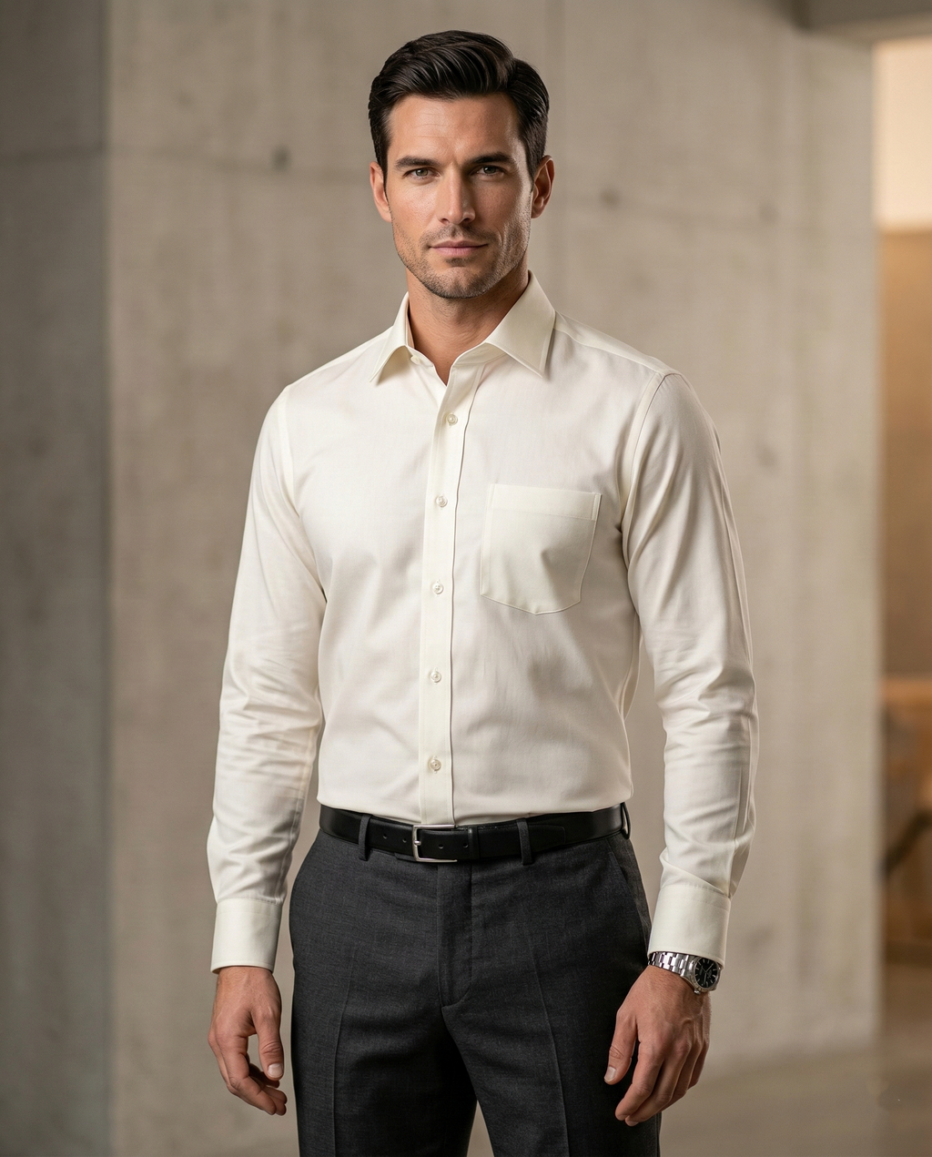 Ivory Formal Shirt for Men | Premium Cotton Blend