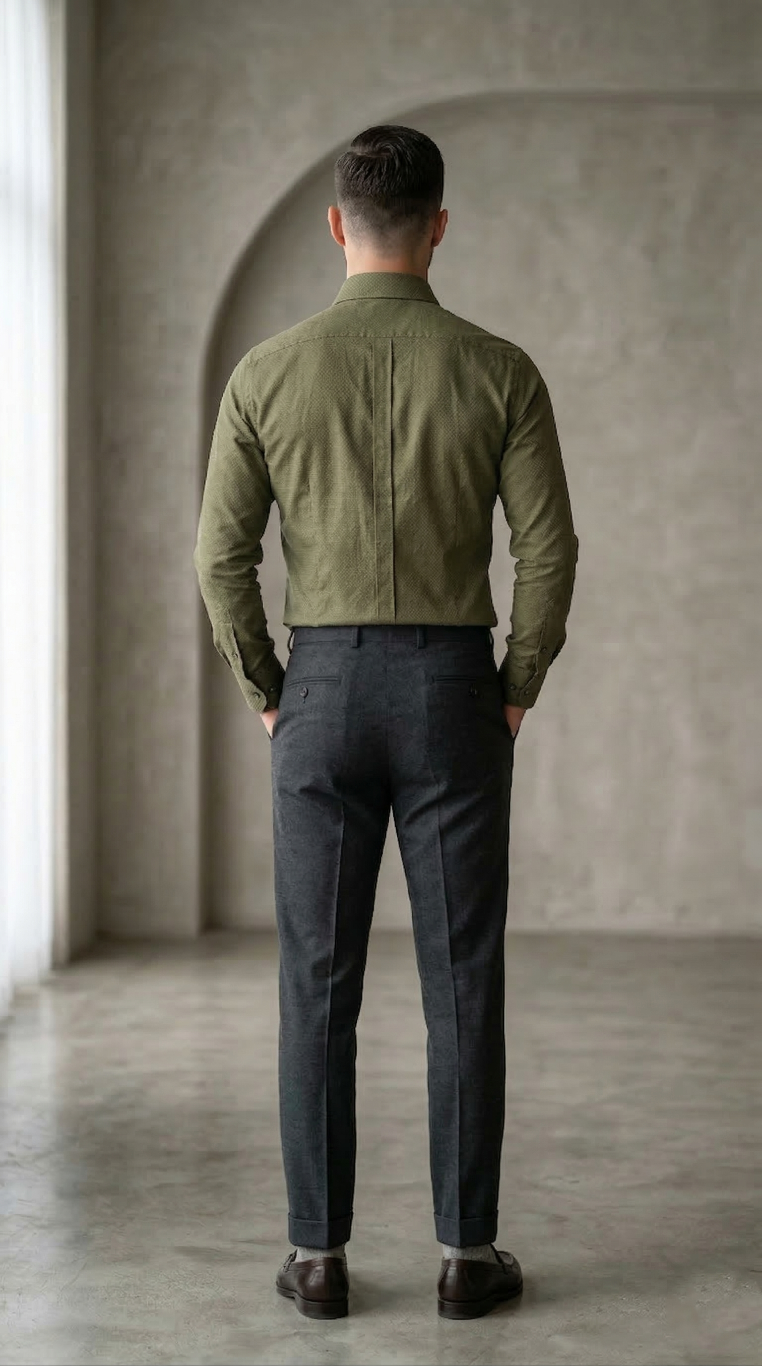 Men's Luxury Designer Olive Green Shirt