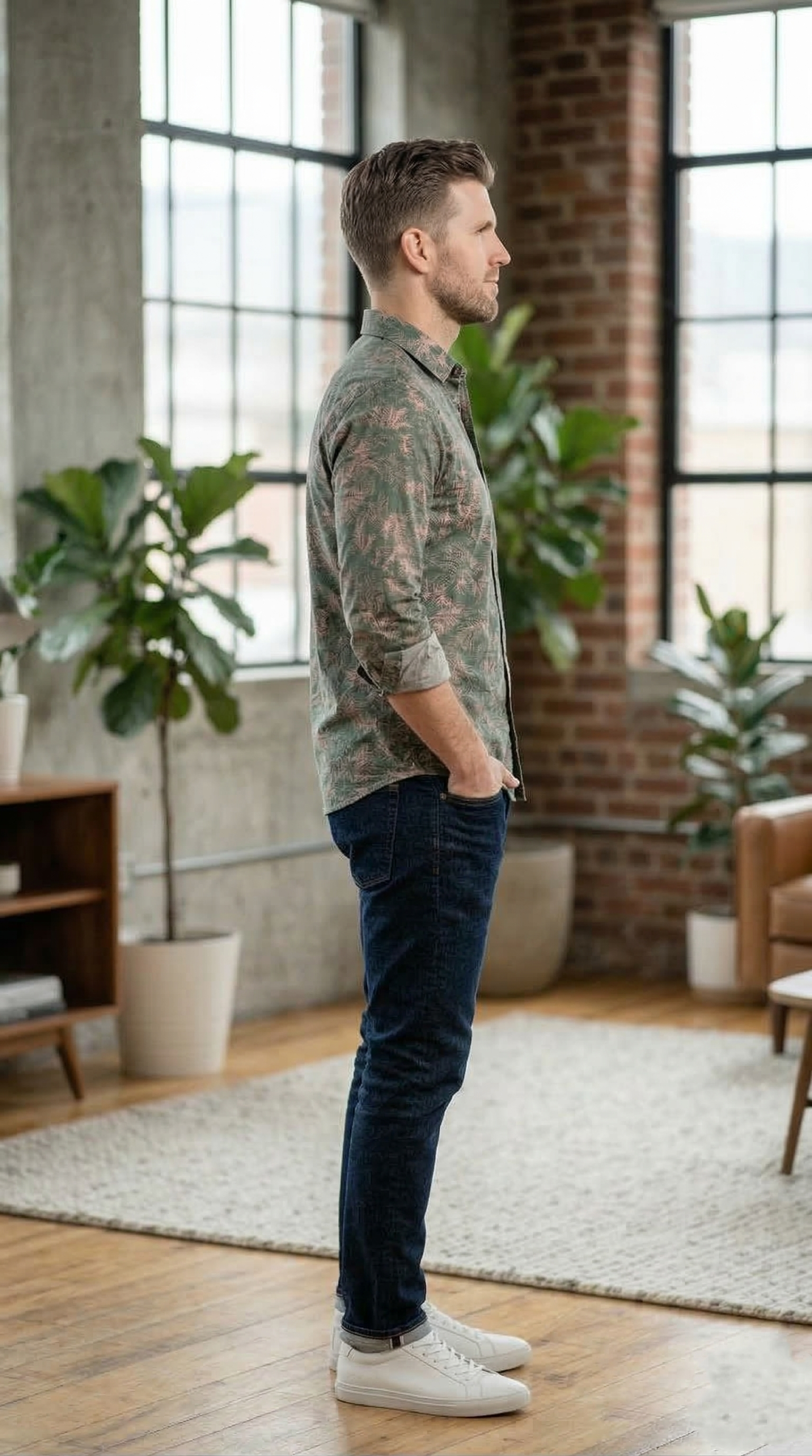Men’s Tropical Fern Print – The Modern Botanical Casual Button-Down