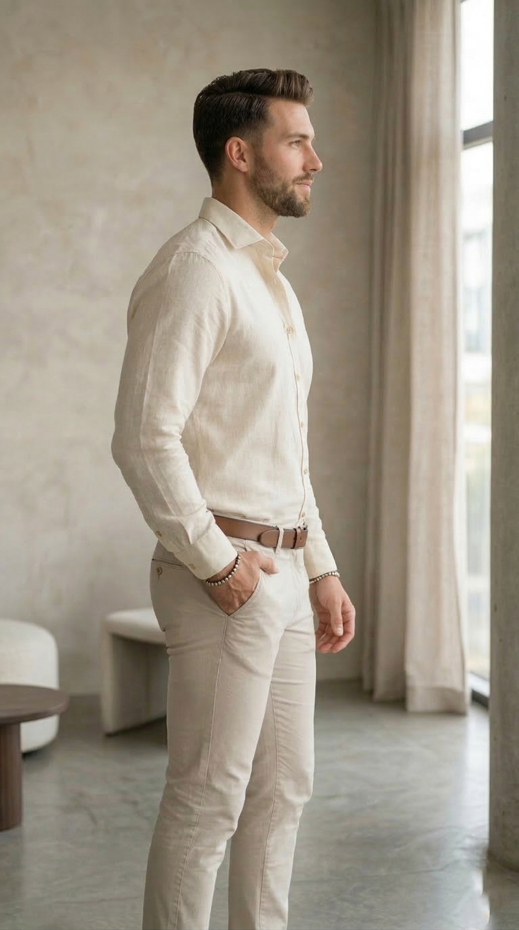 Men’s Cream Linen-Cotton Blend – The Ultimate Coastal Casual Button-Down