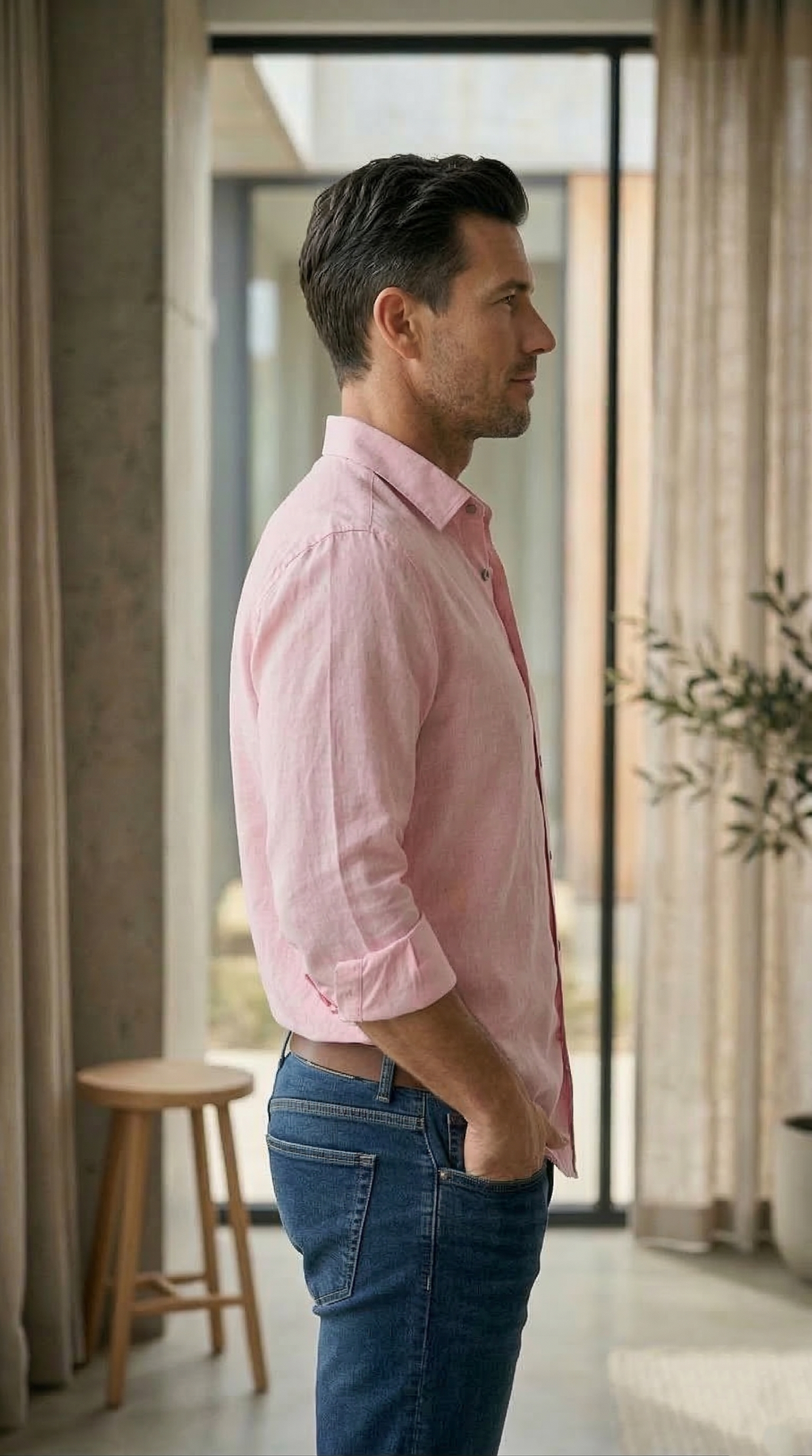 Men’s Dusty Pink Linen-Cotton – The Fresh Modern Casual Button-Down