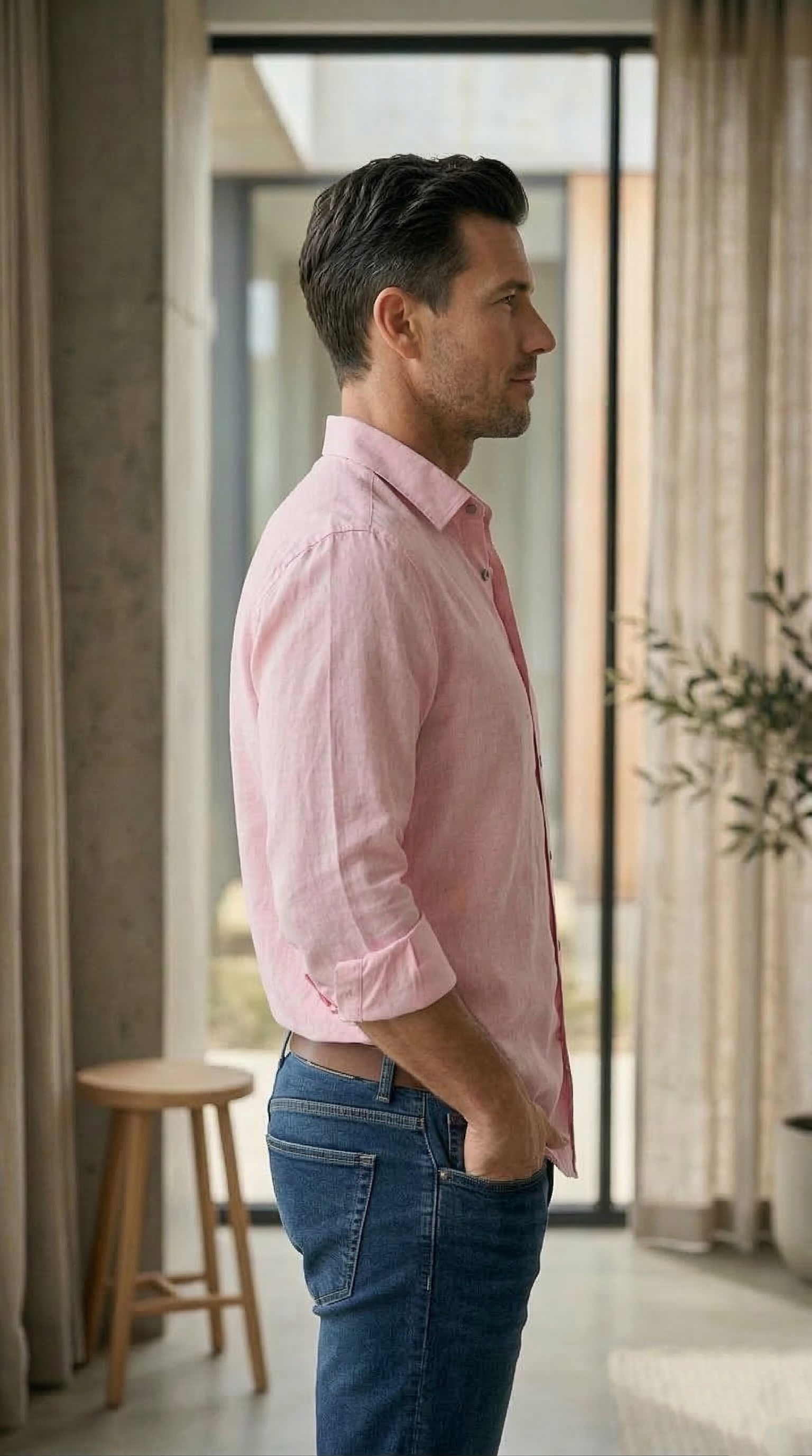 Men’s Dusty Pink Linen-Cotton – The Fresh Modern Casual Button-Down