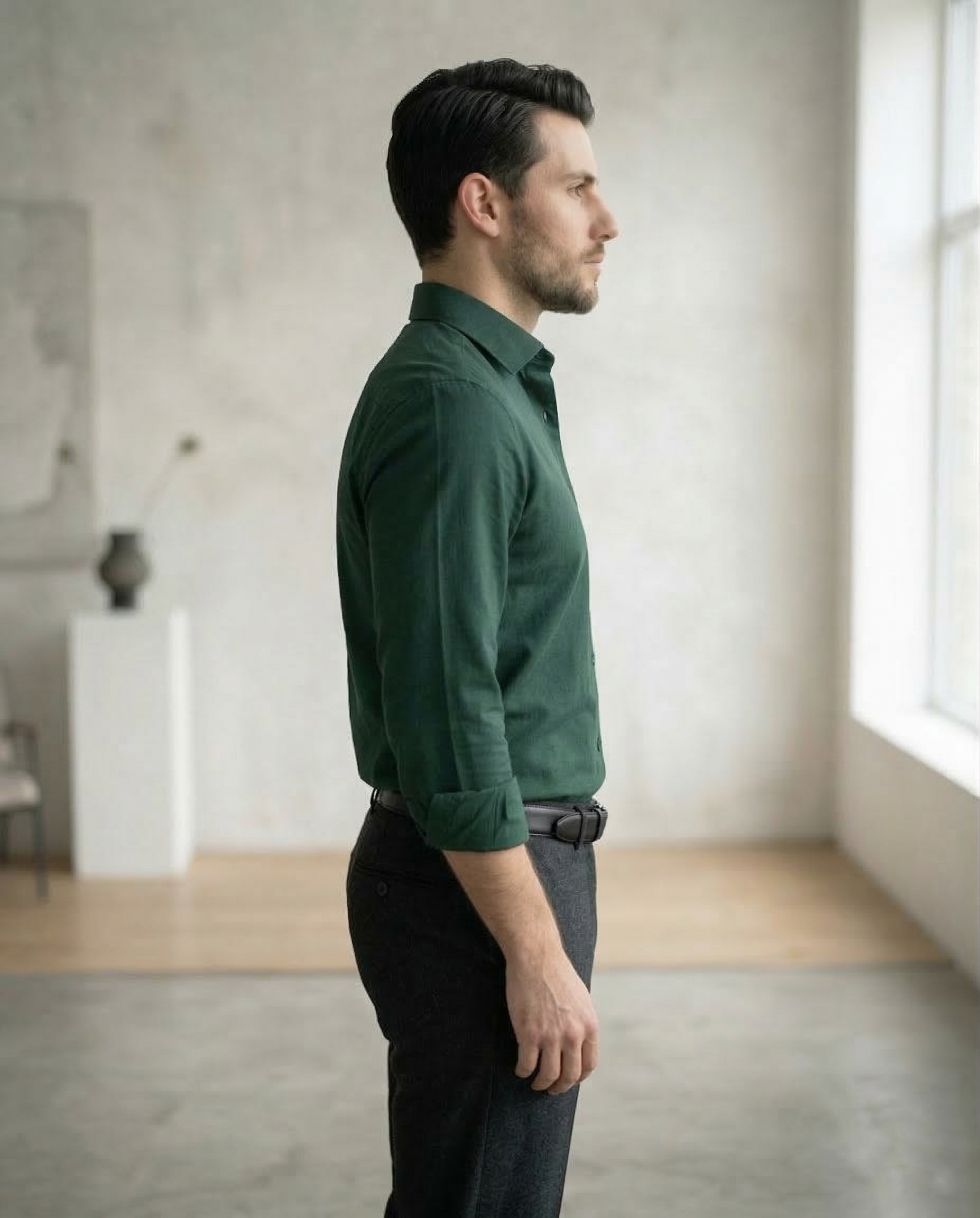 Dark Green Formal Shirt for Men | Premium Cotton Blend Regular Fit