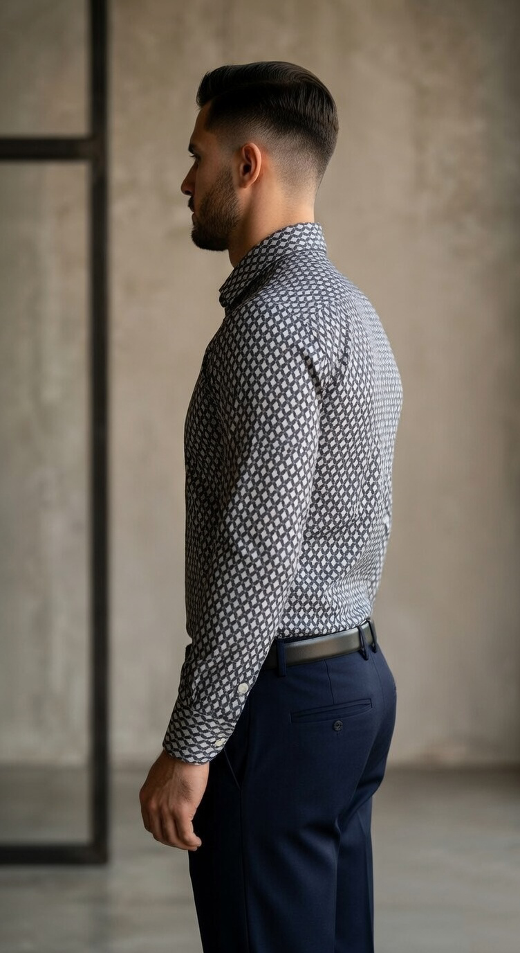 Men’s Designer Slim-Fit Micro-Medallion Geometric Shirt