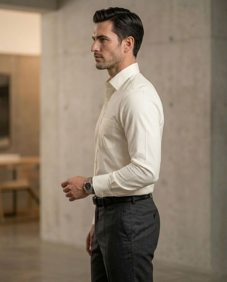 Ivory Formal Shirt for Men | Premium Cotton Blend