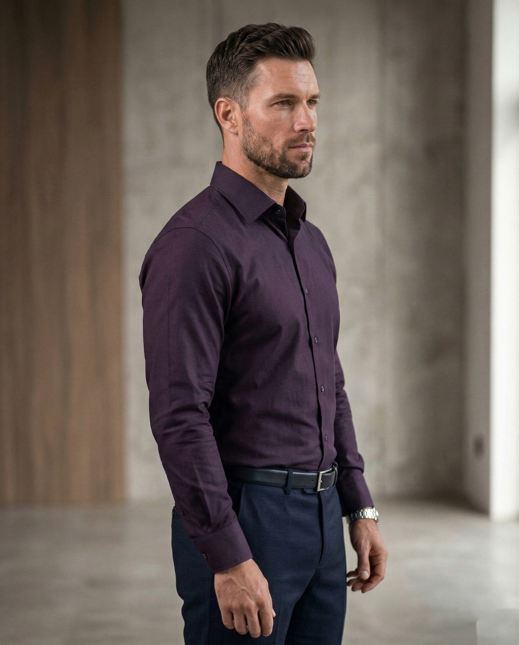 Men's Dark Purple Formal Shirt | Premium Cotton Blend