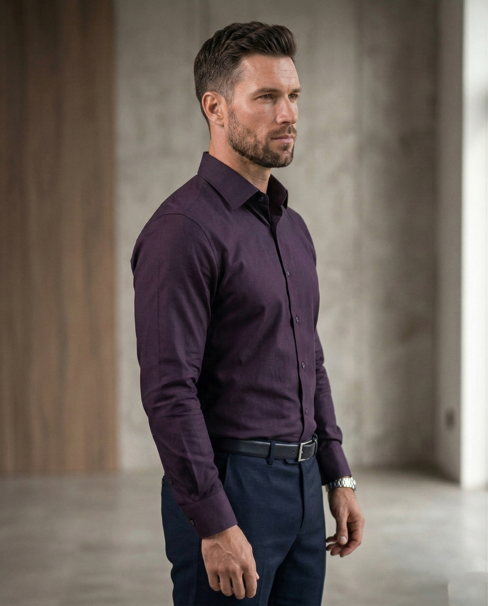 Men's Dark Purple Formal Shirt | Premium Cotton Blend