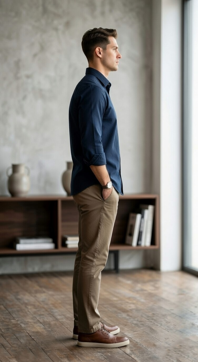 Men’s Casual Button-Down Oxford in Midnight Navy