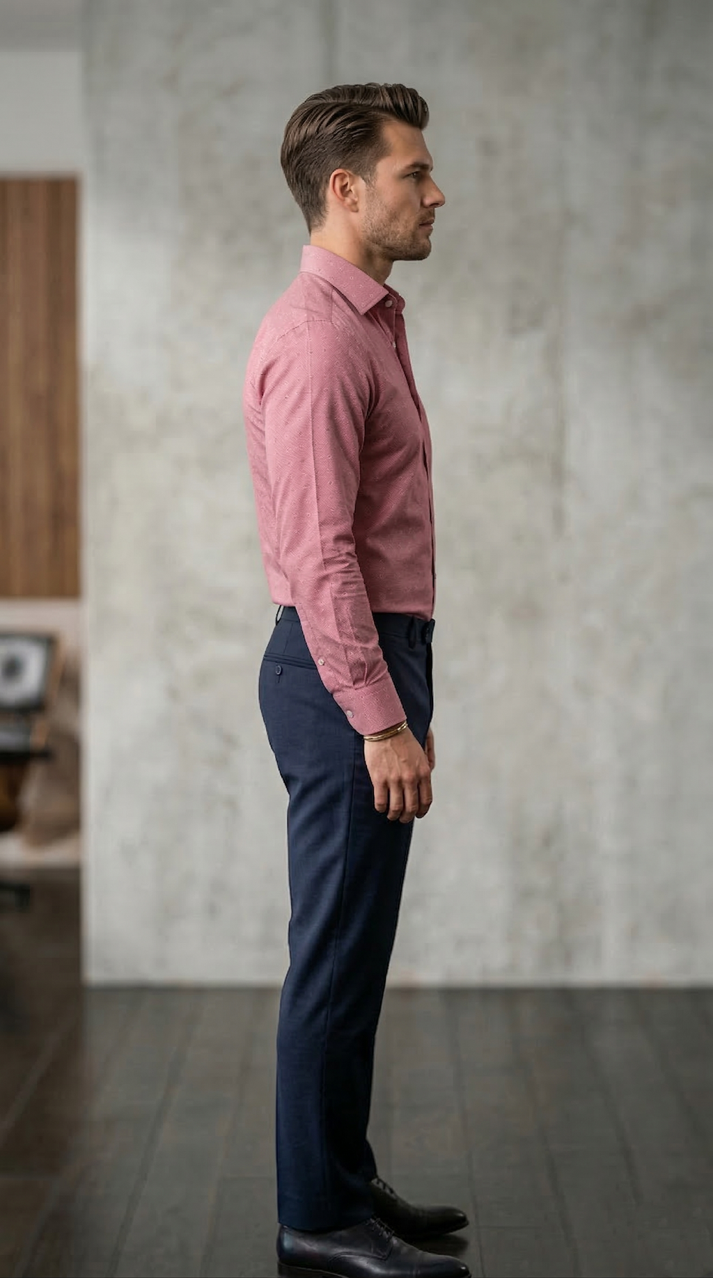 Men's Luxury Designer Slim-Fit Shirt-Down in Dusty Rose