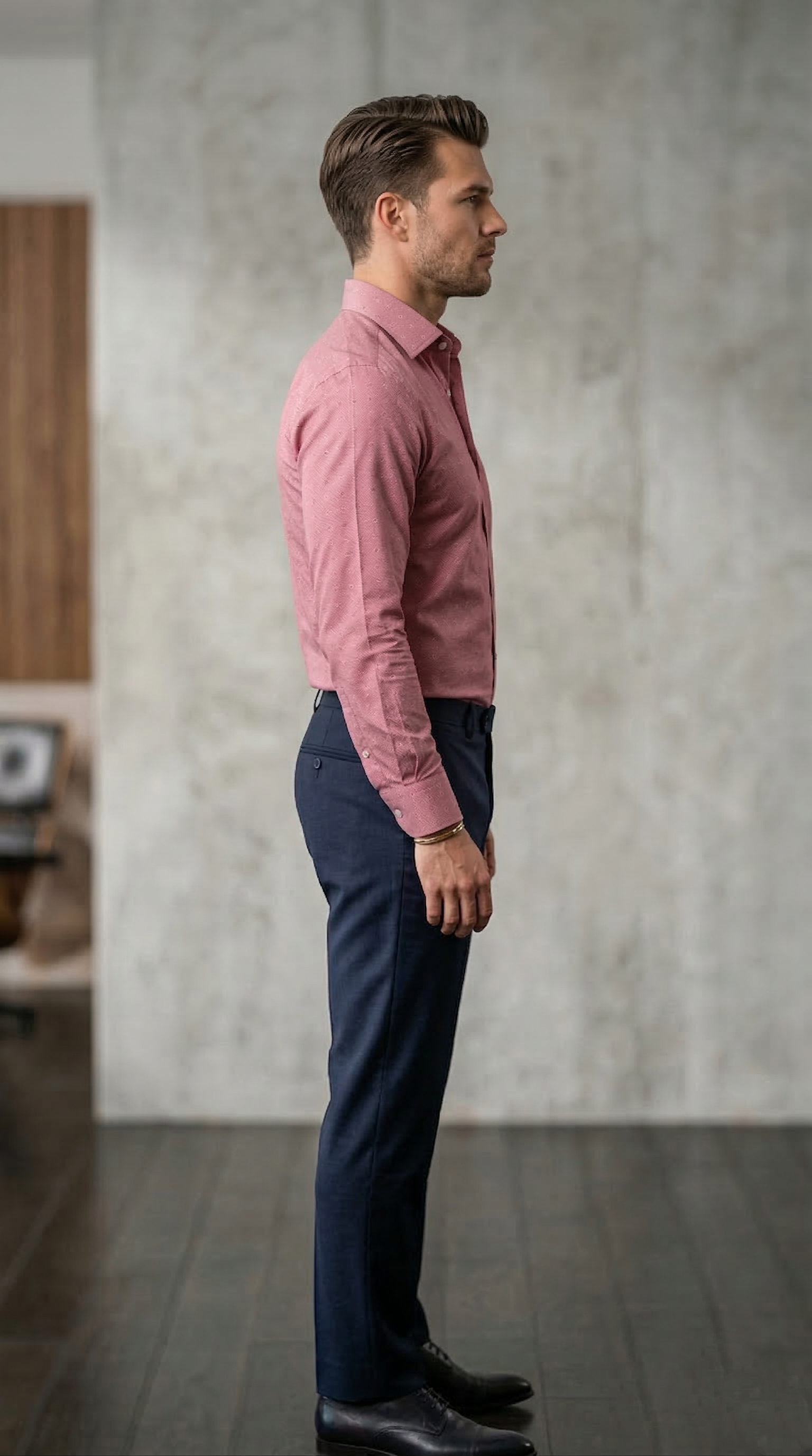 Men's Luxury Designer Slim-Fit Shirt-Down in Dusty Rose