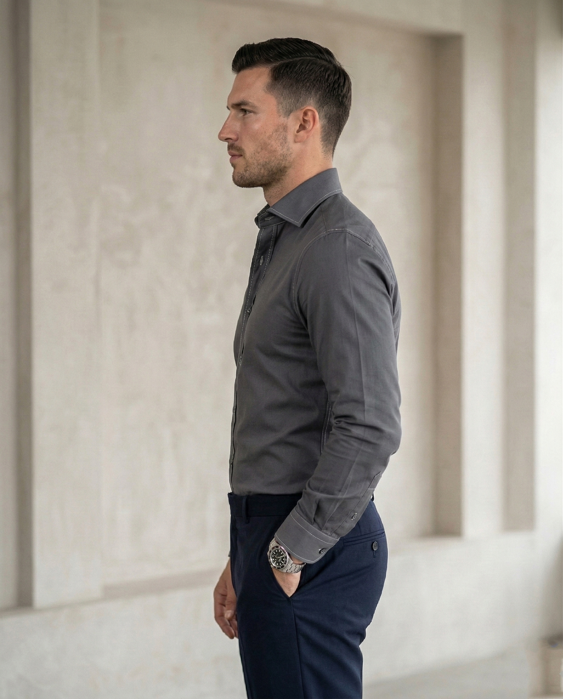 Charcoal Grey Formal Shirt for Men | Premium Cotton Blend Regular Fit