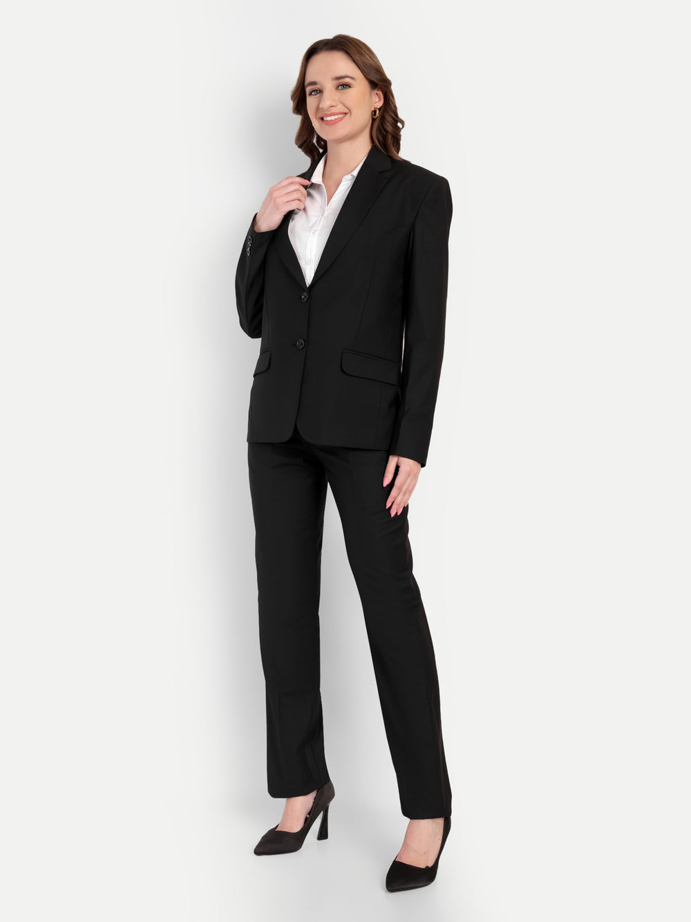 Classic Solid Black Two-Button Blazer