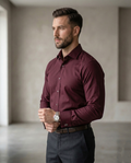Wine Color Formal Shirt for Men | Premium Cotton Blend Regular Fit