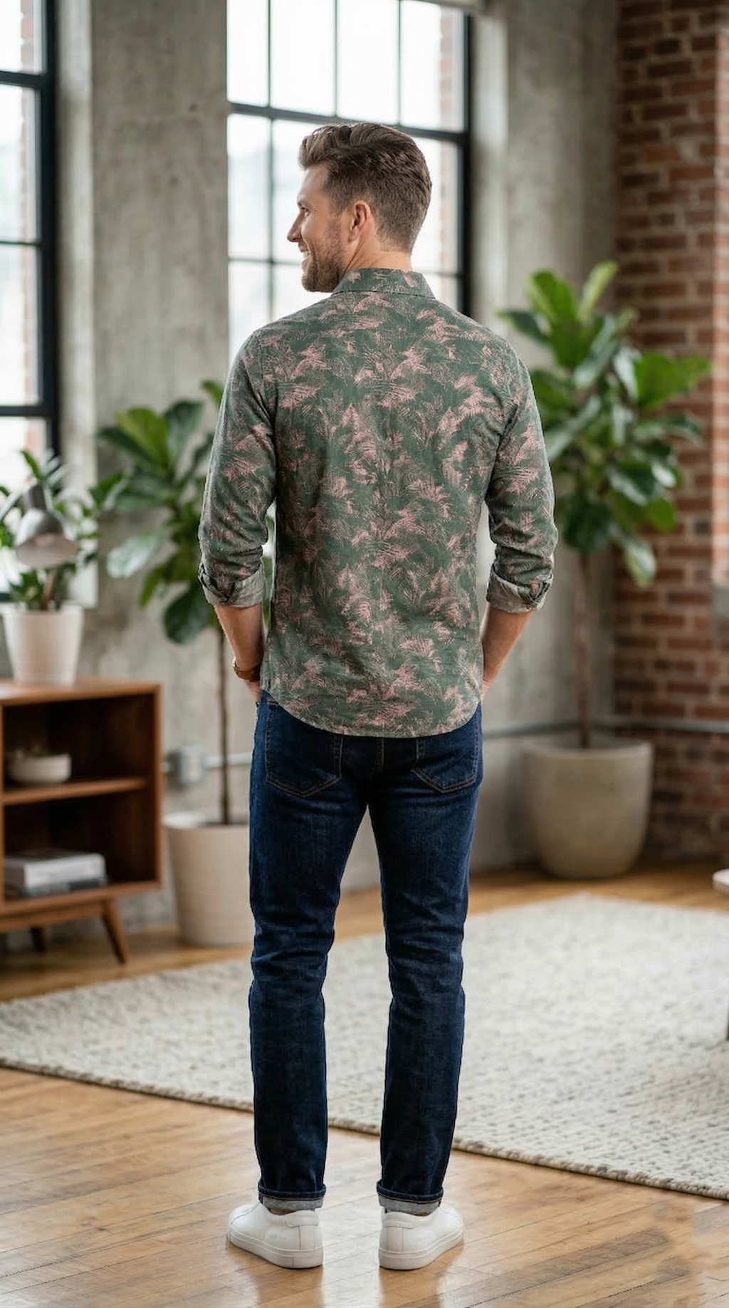 Men’s Tropical Fern Print – The Modern Botanical Casual Button-Down