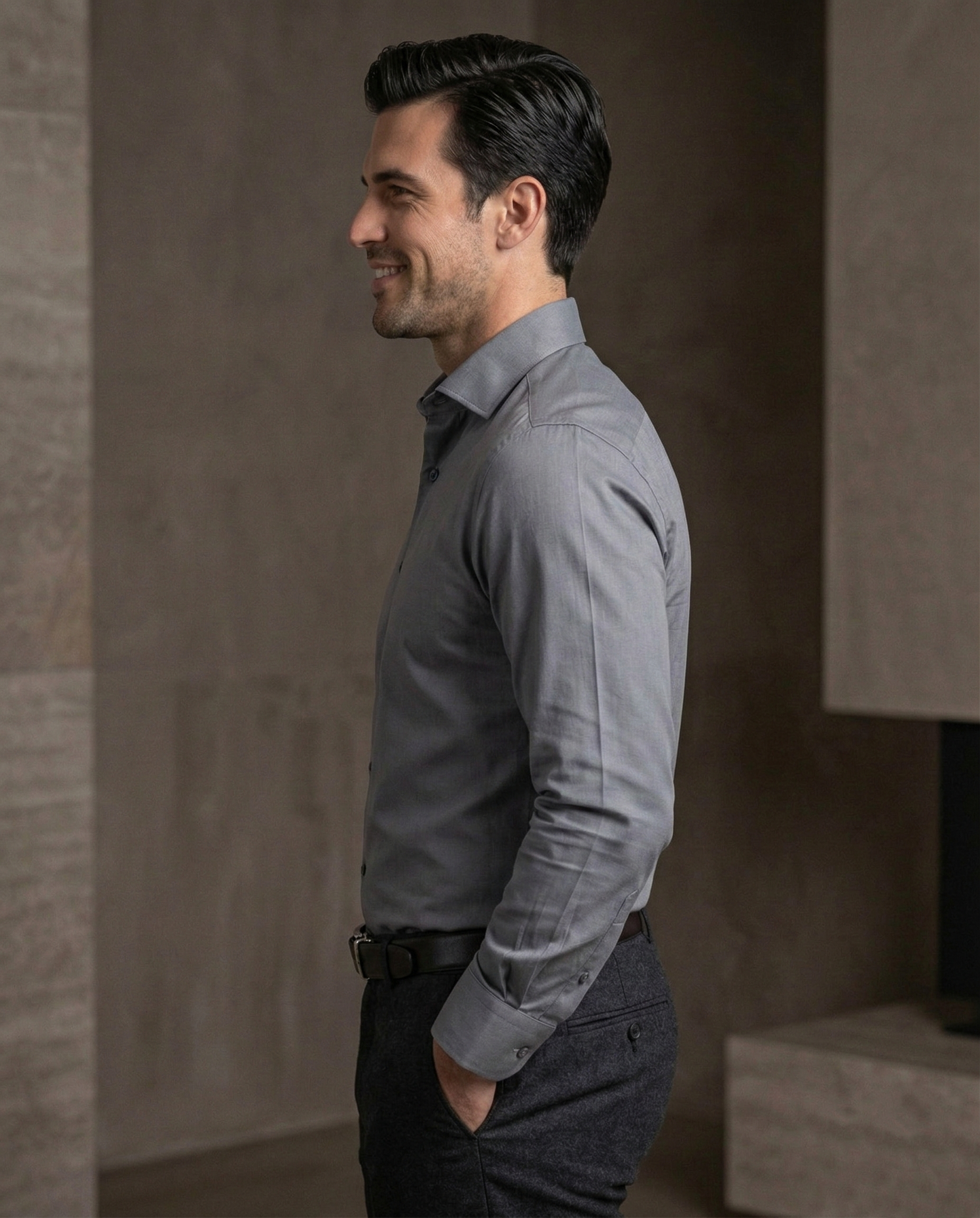 Steel Grey Formal Shirt for Men | Premium Cotton Blend Regular Fit
