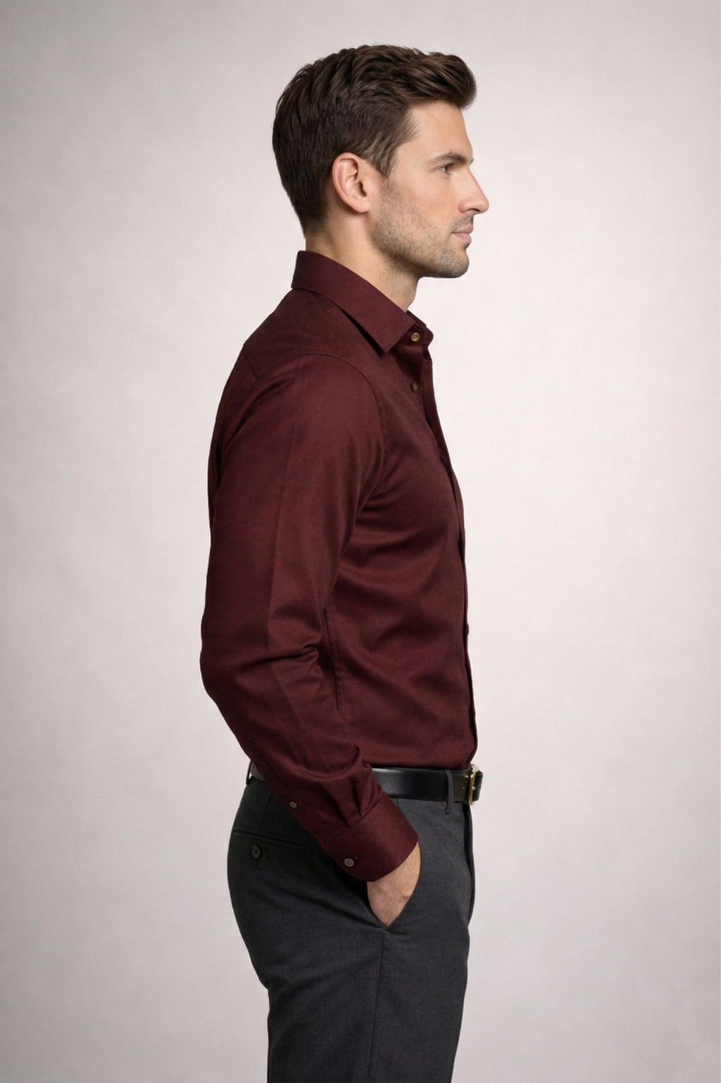 Men’s Maroon Formal Shirt | Premium Slim Fit Full Sleeve Shirt for Men