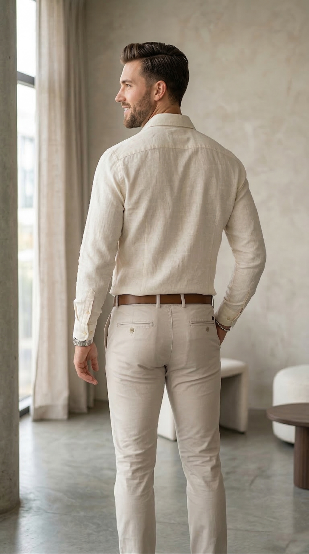 Men’s Cream Linen-Cotton Blend – The Ultimate Coastal Casual Button-Down