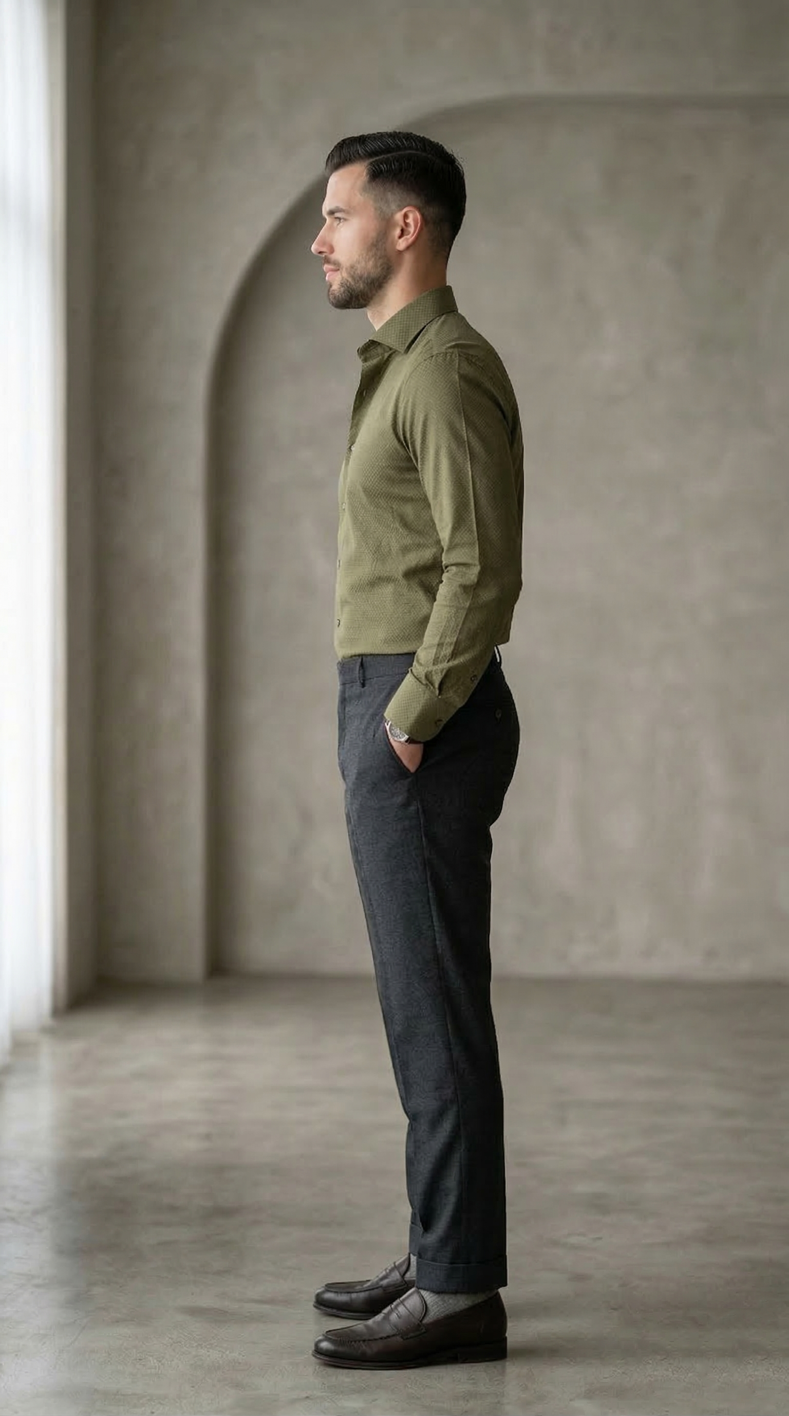 Men's Luxury Designer Olive Green Shirt