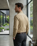 Khaki Formal Shirt for Men | Premium Cotton Blend