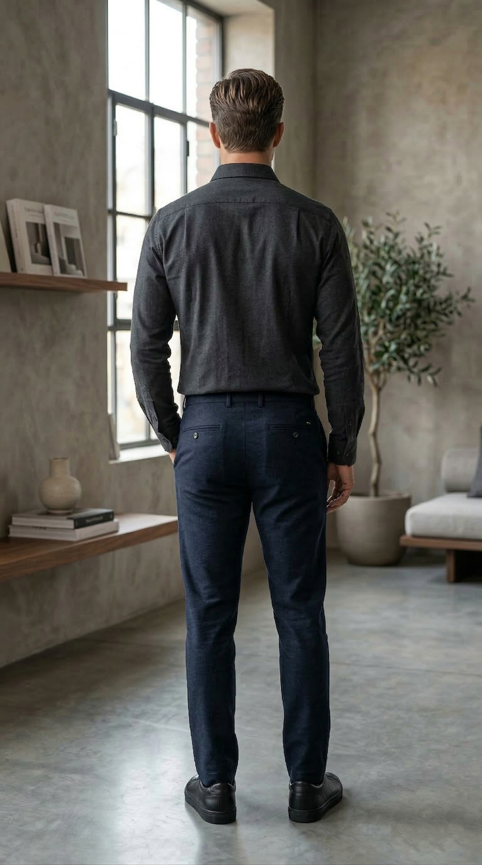 Men’s Charcoal Brushed Cotton – The Sleek Urban Casual Button-Down