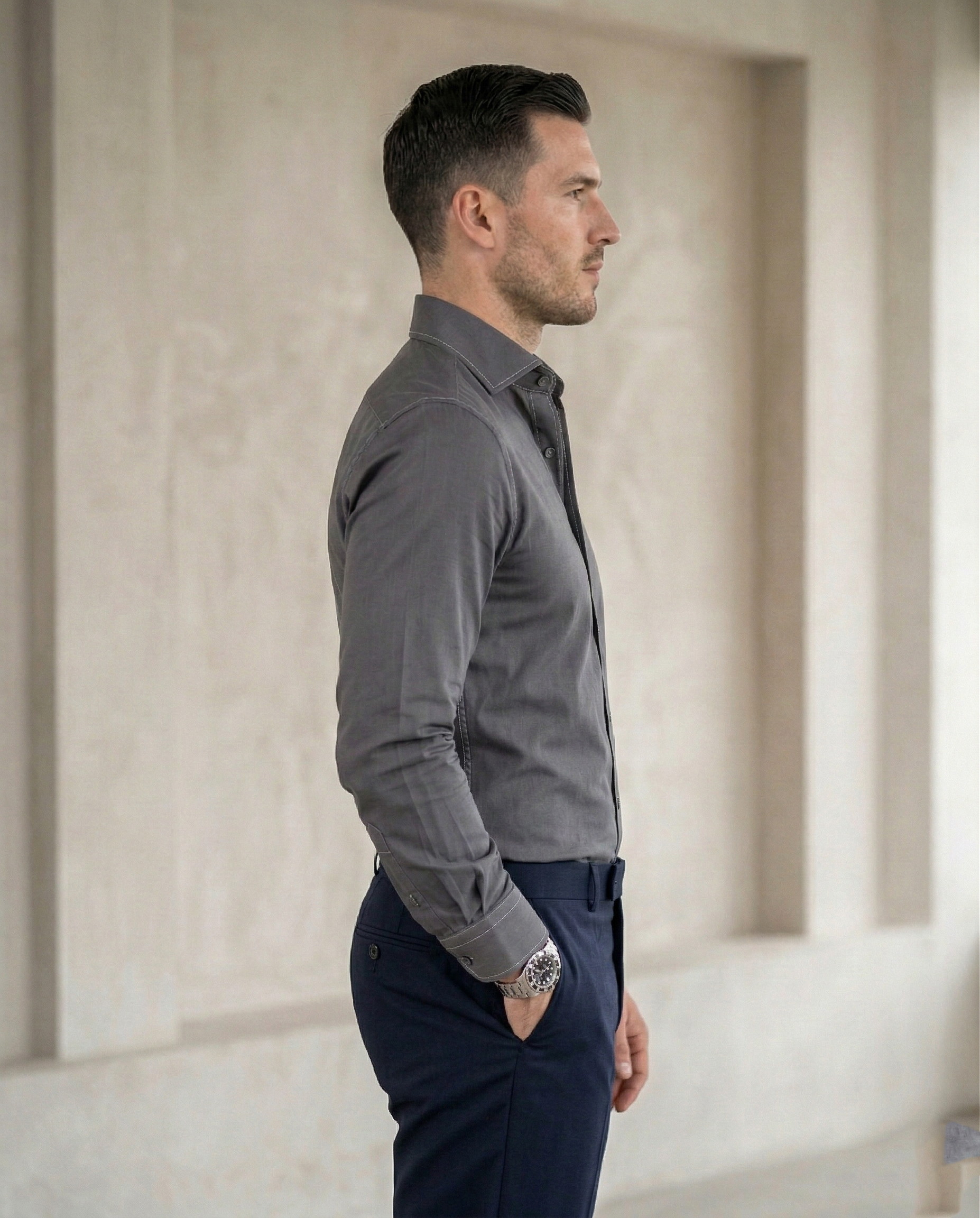 Charcoal Grey Formal Shirt for Men | Premium Cotton Blend Regular Fit