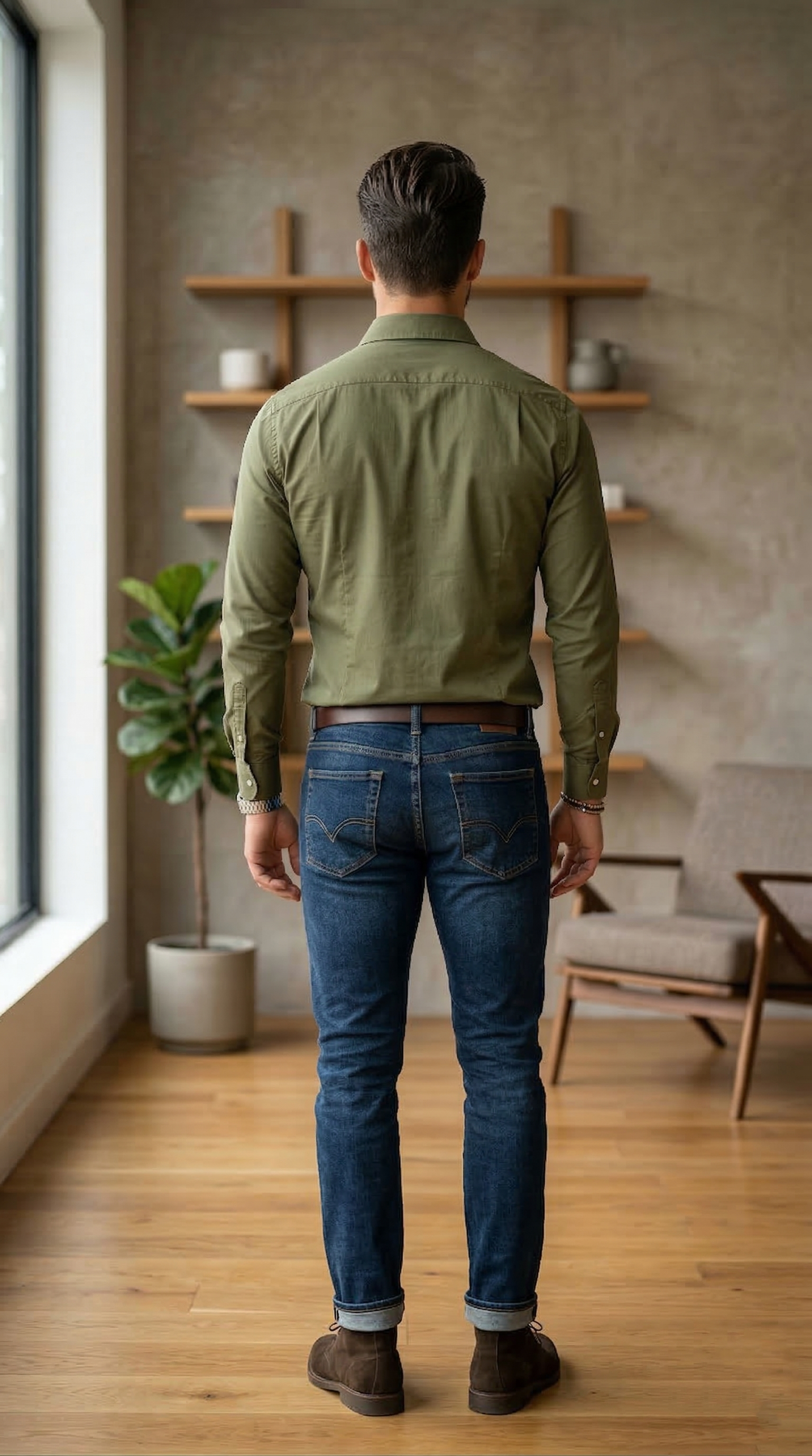 Men’s Modern Olive Poplin – The Versatile Casual Essential