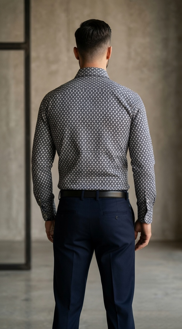 Men’s Designer Slim-Fit Micro-Medallion Geometric Shirt