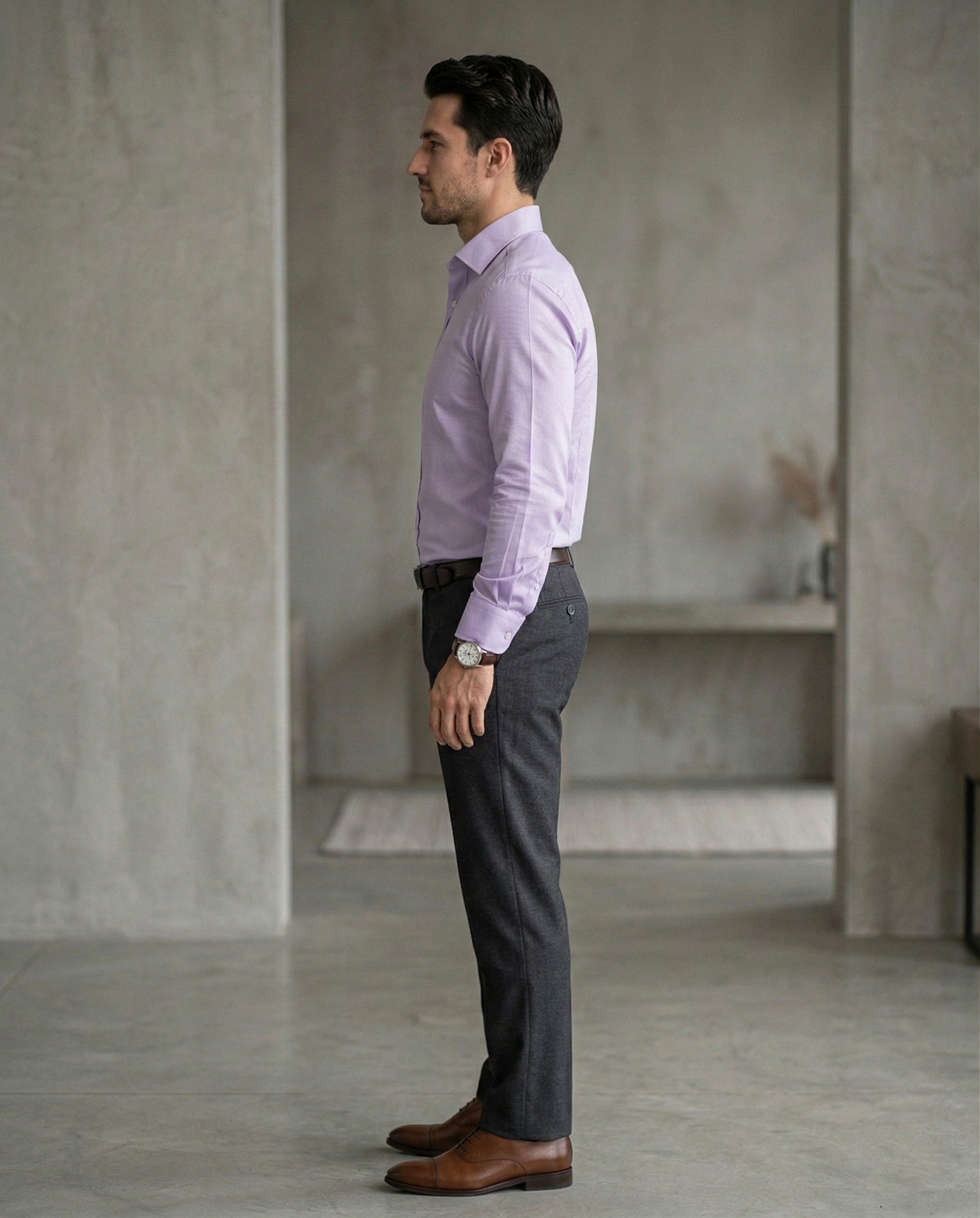Men’s Lavender Formal Shirt | Premium Slim Fit Full Sleeve Office Wear Shirt
