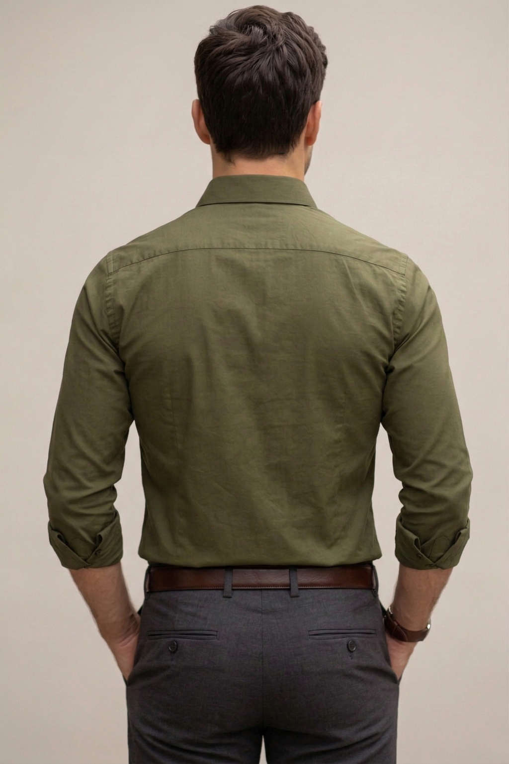Men’s Olive Green Formal Shirt  | Cotton Blend Business & Casual Shirt for Men