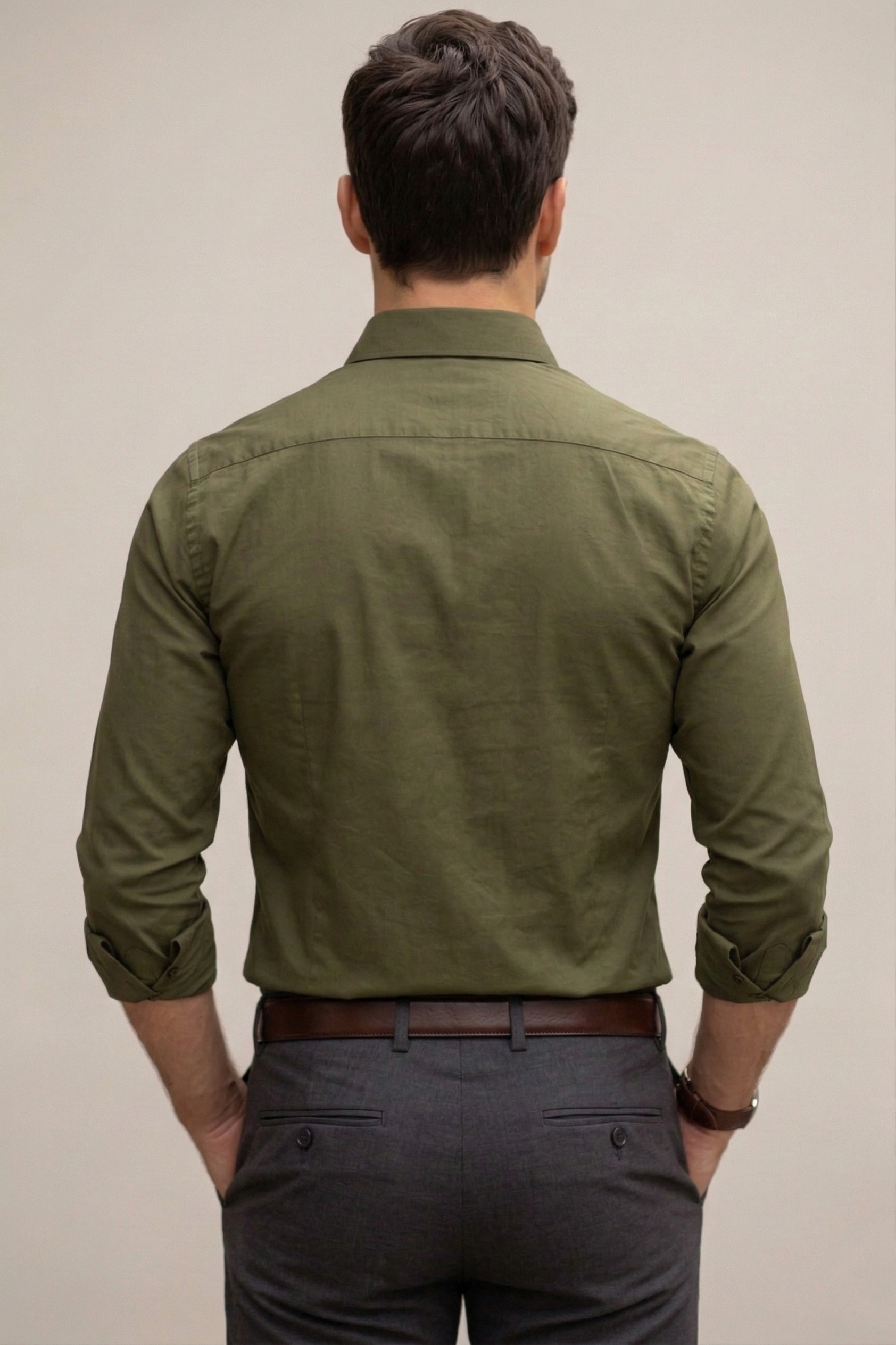 Men’s Olive Green Formal Shirt  | Cotton Blend Business & Casual Shirt for Men