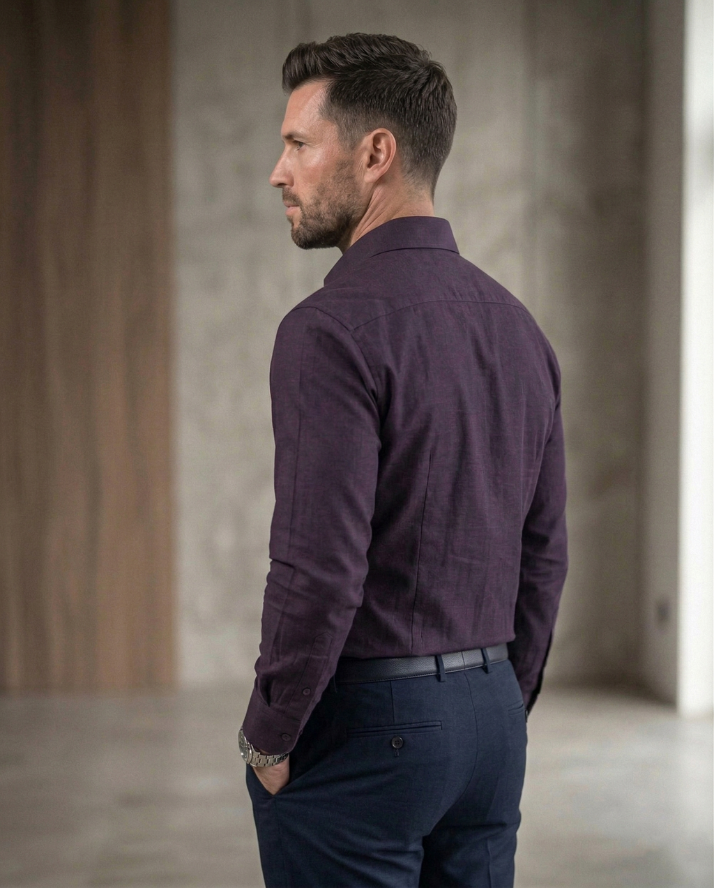Men's Dark Purple Formal Shirt | Premium Cotton Blend