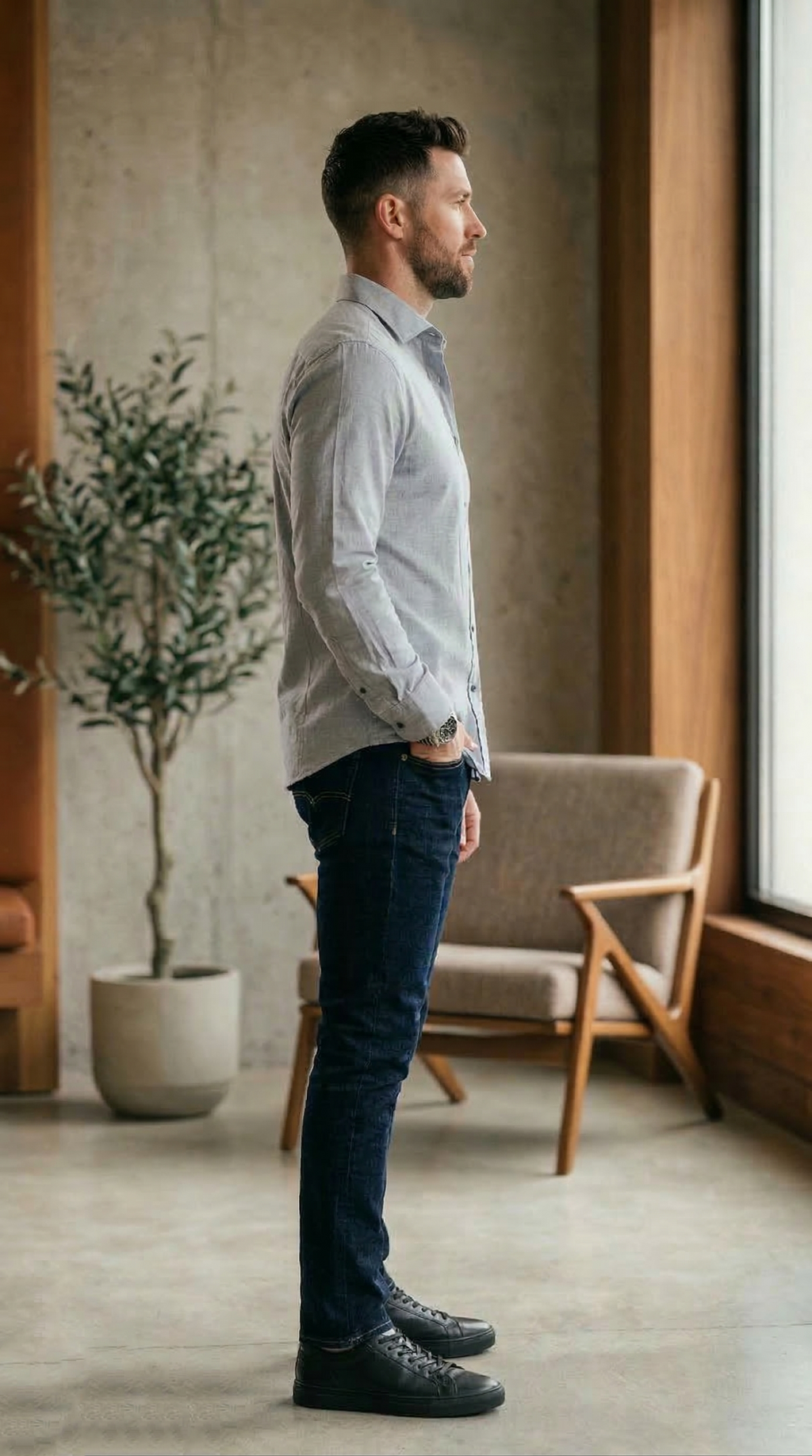 Men’s Slim-Fit Casual Shirt in Light Steel Blue