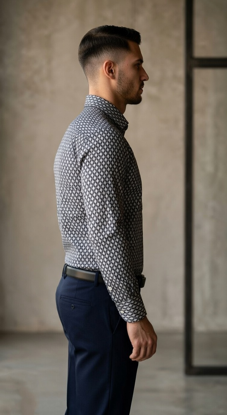 Men’s Designer Slim-Fit Micro-Medallion Geometric Shirt