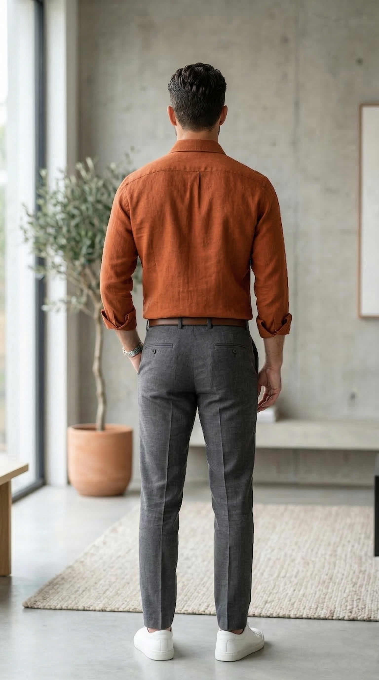 Men’s Terracotta Linen-Cotton – The Warm-Tone Casual Essential