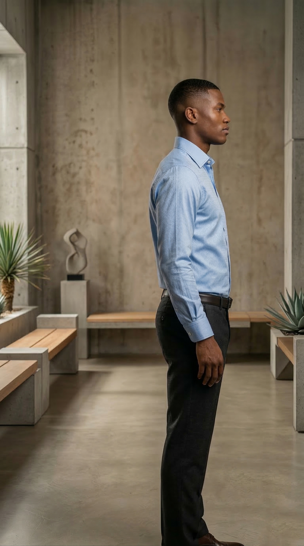 Men’s Designer Slim-Fit Sky Blue Micro-Jacquard Dress Shirt