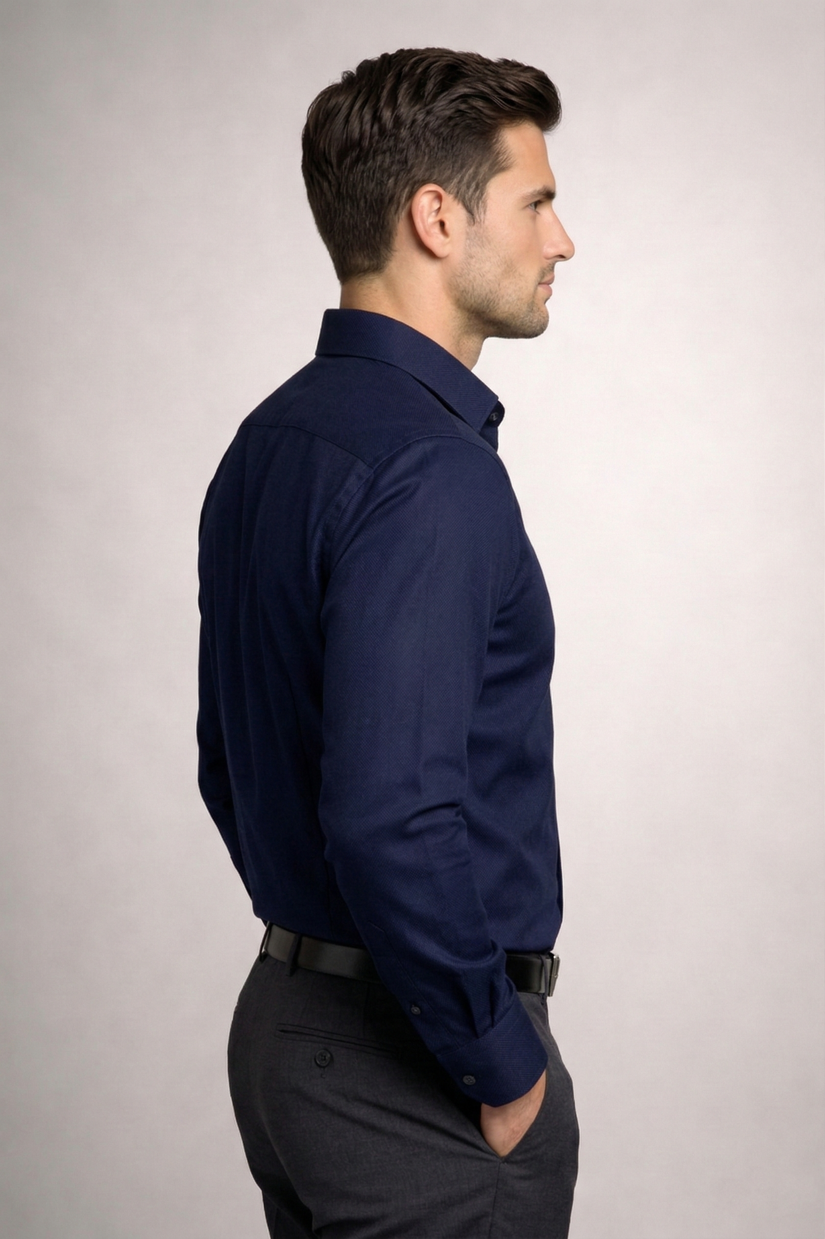 Men’s Navy Blue Formal Shirt | Premium Slim Fit Office Wear Shirt